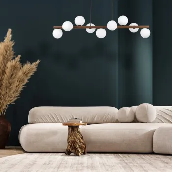 TK Lighting Estera Wood fehér-barna függesztett lámpa (TK-10273) G9 9 izzós IP20