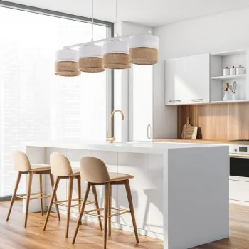 TK Lighting Linobianco fehér-barna függesztett lámpa (TK-6576) E27 4 izzós IP20