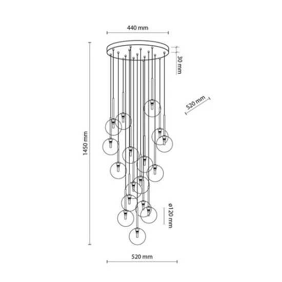 TK Lighting Nilos átlátszó-arany függesztett lámpa (TK-5945) G9 17 izzós IP20