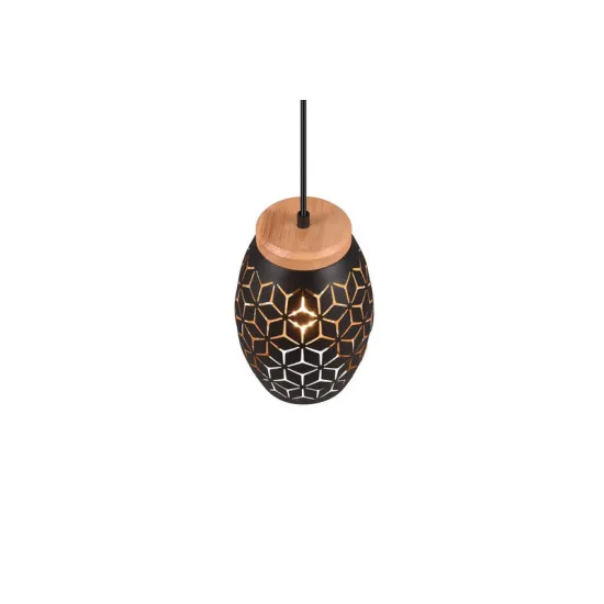 Trio Bidar fekete-natúr függesztett lámpa (TRI-R31571080) E27 1 izzós IP20
