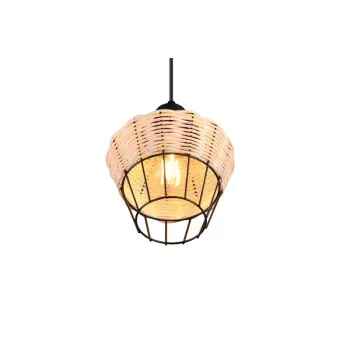 Trio Borka fekete-natúr függesztett lámpa (TRI-R31261036) E27 1 izzós IP20