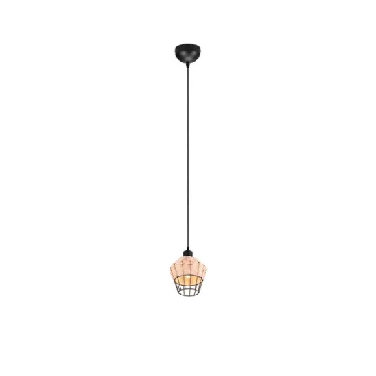 Trio Borka fekete-natúr függesztett lámpa (TRI-R31261036) E27 1 izzós IP20