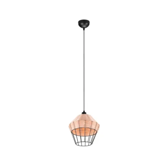 Trio Borka fekete-natúr függesztett lámpa (TRI-R31261936) E27 1 izzós IP20
