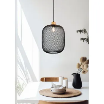 Trio Calimero fekete-natúr függesztett lámpa (TRI-R30561932) E27 1 izzós IP20