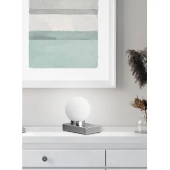 Trio Davi II matt nikkel-fehér asztali lámpa (TRI-590100107) E14 1 izzós IP20