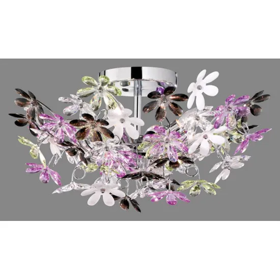 Trio Flower színes-átlátszó gyerek mennyezeti lámpa (TRI-R60014017) E14 4 izzós IP20