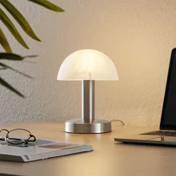 Trio Fynn II matt nikkel-fehér asztali lámpa (TRI-599100107) E14 1 izzós IP20