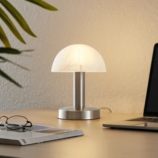 Trio Fynn II matt nikkel-fehér asztali lámpa (TRI-599100107) E14 1 izzós IP20