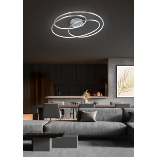 Trio Gale matt nikkel-fehér LED mennyezeti lámpa (TRI-673918007) LED 1 izzós IP20