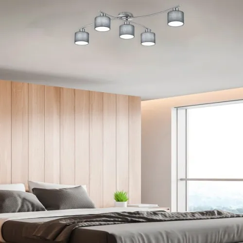 Trio Garda matt nikkel-szürke mennyezeti lámpa (TRI-605400511) E14 5 izzós IP20