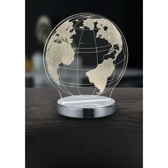 Trio Globe króm-átlátszó gyerek LED asztali lámpa (TRI-R52481106) LED 1 izzós IP20