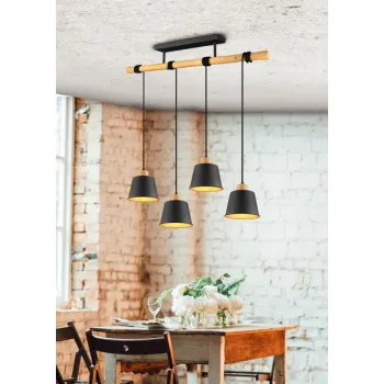 Trio Harris fekete-natúr függesztett lámpa (TR-312700432) E27 4 izzós IP20 Trio Harris fekete-natúr függesztett lámpa (TR-312700432) E27 4 izzós IP20