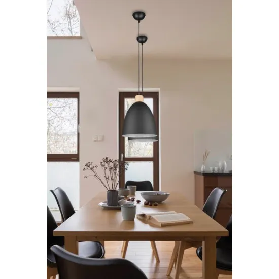 Trio Jagger fekete-natúr függesztett lámpa (TRI-R30681032) E27 1 izzós IP20