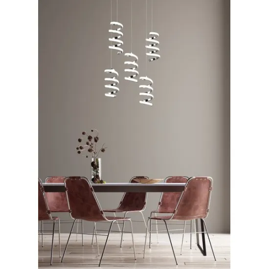 Trio Laola króm-fehér LED függesztett lámpa (TRI-R34185306) LED 5 izzós IP20