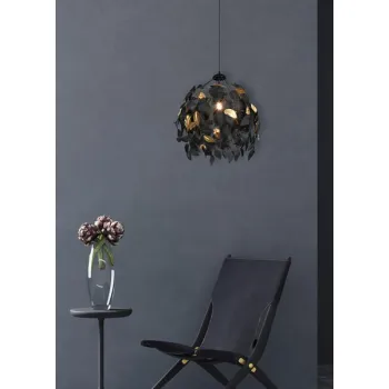 Trio Leavy fekete-arany függesztett lámpa (TRI-R10461932) E27 1 izzós IP20