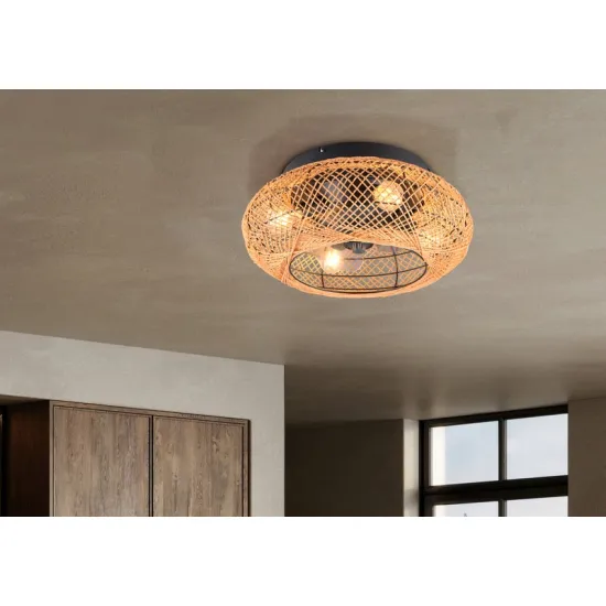 Trio Lillesand fekete-natúr mennyezeti ventilátoros lámpa (TRI-R67302126) E27 4 izzós IP20