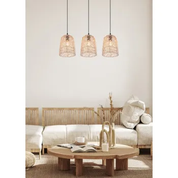 Trio Lovis fekete-natúr függesztett lámpa (TRI-R31143036) E27 3 izzós IP20