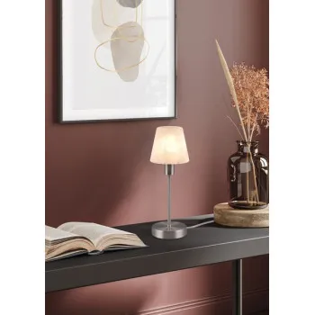 Trio Luis II matt nikkel-fehér asztali lámpa (TRI-595700107) E14 1 izzós IP20