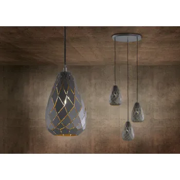 Trio Onyx antracit-arany függesztett lámpa (TRI-301300142) E27 1 izzós IP20