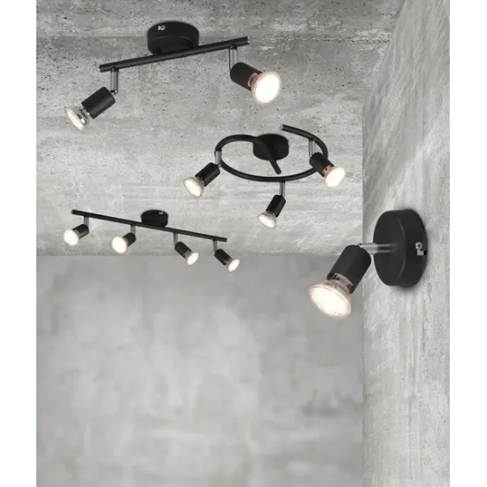 Trio Paris fekete mennyezeti spotlámpa (TRI-R80914032) GU10 4 izzós IP20