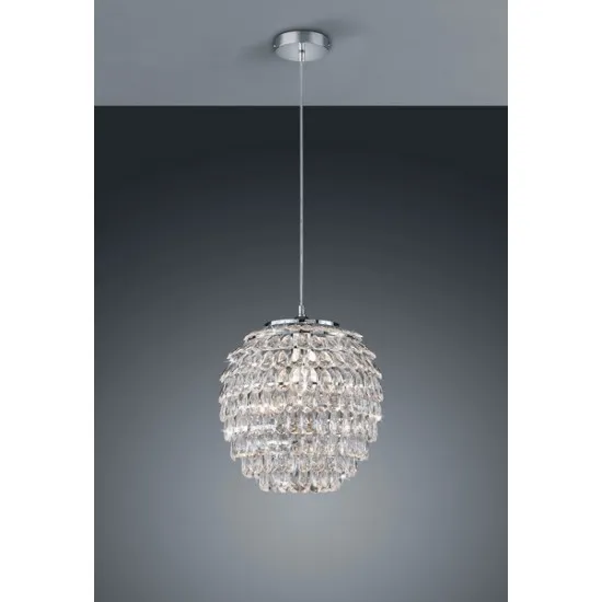 Trio Petty króm-átlátszó függesztett lámpa (TRI-R30451906) E27 1 izzós IP20