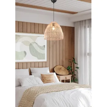 Trio Rike fekete-natúr függesztett lámpa (TRI-R31131036) E27 1 izzós IP20