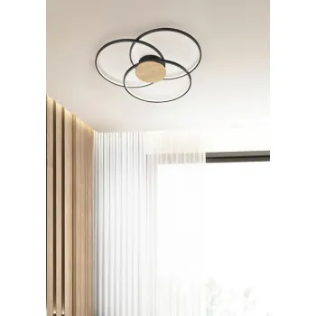 Trio Sedona fekete-natúr LED mennyezeti lámpa (TRI-673210332) LED 1 izzós IP20