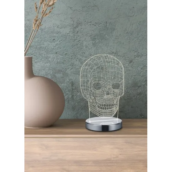 Trio Skull króm-átlátszó gyerek LED asztali lámpa (TRI-R52461106) LED 1 izzós IP20