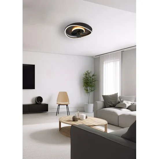 Trio Sortland fekete LED mennyezeti ventilátoros lámpa (TRI-R67393132) LED 1 izzós IP20