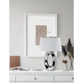 Trio Taba ezüst-fehér asztali lámpa (TRI-R50521089) E27 1 izzós IP20