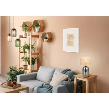 Trio Tara króm-barna asztali lámpa (TR-564990157) E27 1 izzós IP20 Trio Tara króm-barna asztali lámpa (TR-564990157) E27 1 izzós IP20