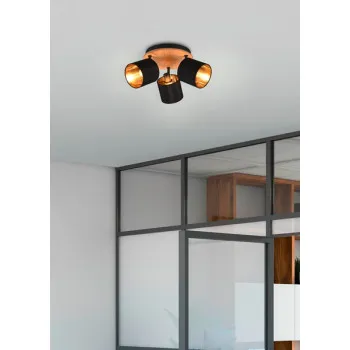 Trio Tommy fekete-arany mennyezeti lámpa (TRI-R81333930) E14 3 izzós IP20