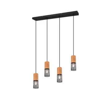 Trio Tosh fekete-natúr függesztett lámpa (TR-304300432) E27 4 izzós IP20 Trio Tosh fekete-natúr függesztett lámpa (TR-304300432) E27 4 izzós IP20