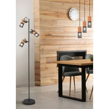 Trio Tosh fekete-natúr állólámpa (TR-404300332) E14 3 izzós IP20 Trio Tosh fekete-natúr állólámpa (TR-404300332) E14 3 izzós IP20