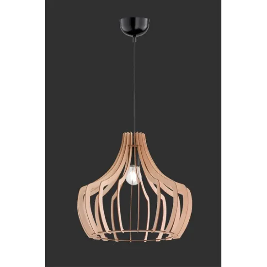 Trio Wood fekete-natúr függesztett lámpa (TRI-R30253830) E27 1 izzós IP20