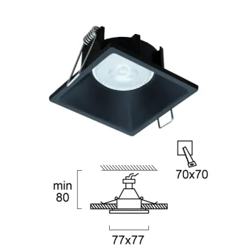Viokef Fino fekete beépíthető lámpa (VIO-4225001) GU10 1 izzós IP20