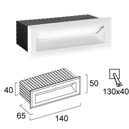 Viokef Flik fehér falba építhető LED kültéri lámpa (VIO-4308700) LED 1 izzós IP65