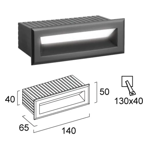 Viokef Flik sötétszürke falba építhető LED kültéri lámpa (VIO-4308701) LED 1 izzós IP65