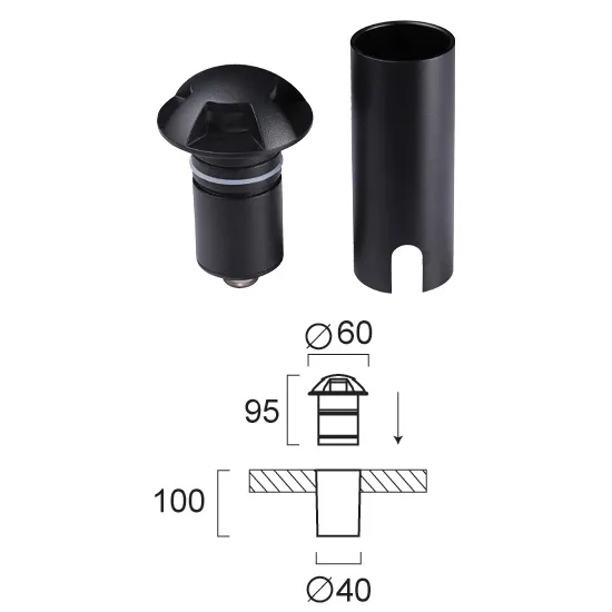 Viokef Rino fekete talajba építhető LED kültéri lámpa (VIO-4294000) LED 1 izzós IP65/IP67