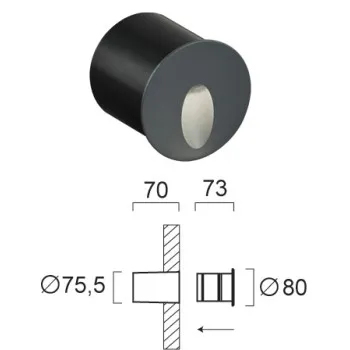 Viokef Serifos sötétszürke falba építhető LED kültéri lámpa (VIO-4261100) LED 1 izzós IP54
