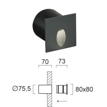 Viokef Serifos sötétszürke falba építhető LED kültéri lámpa (VIO-4261200) LED 1 izzós IP54