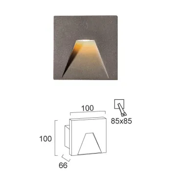 Viokef Space szürke falba építhető LED kültéri lámpa (VIO-4289800) LED 1 izzós IP65