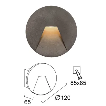Viokef Space szürke falba építhető LED kültéri lámpa (VIO-4289900) LED 1 izzós IP65