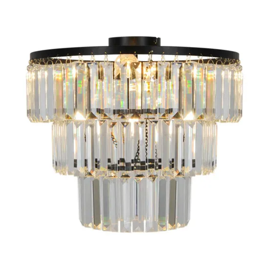 Zuma Tifanny fekete-átlátszó kristály mennyezeti lámpa  (ZU-P17127-4-BK) E14 4 izzós IP20