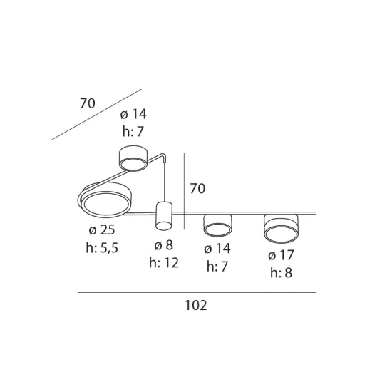 Maxlight Zumaia fekete LED mennyezeti lámpa (MAX-C0250) LED 5 izzós IP20