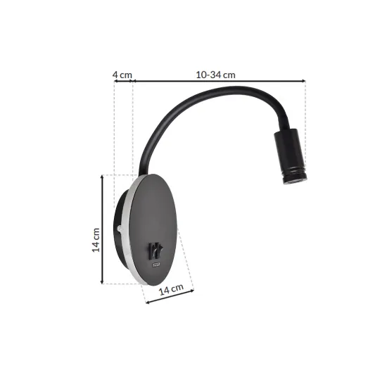 Milagro Base fekete LED fali lámpa  (MIL-ML6354) LED 1 izzós IP20
