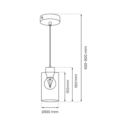 Milagro Madera fehér-átlátszó függesztett lámpa (MIL-MLP8554) E27 1 izzós IP20