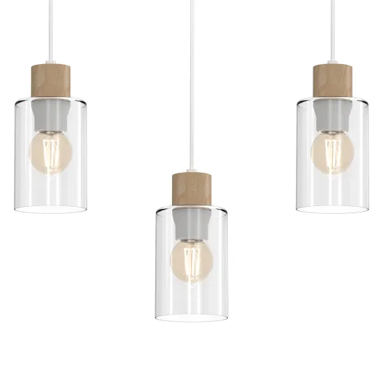 Milagro Madera fehér-átlátszó függesztett lámpa (MIL-MLP8555) E27 3 izzós IP20