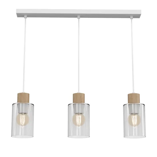 Milagro Madera fehér-átlátszó függesztett lámpa (MIL-MLP8555) E27 3 izzós IP20