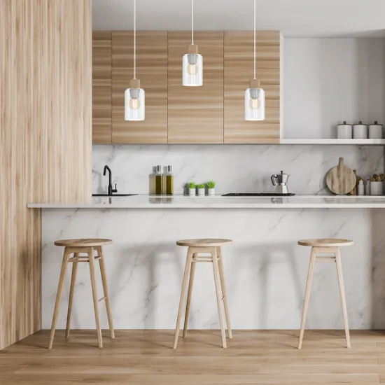 Milagro Madera fehér-átlátszó függesztett lámpa (MIL-MLP8555) E27 3 izzós IP20